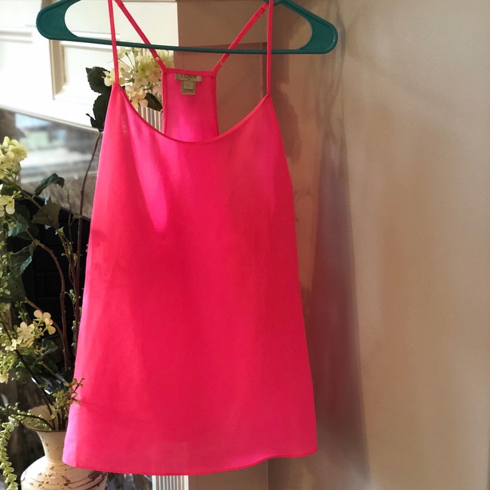 J. Crew Neon Pink Silk Tank Top